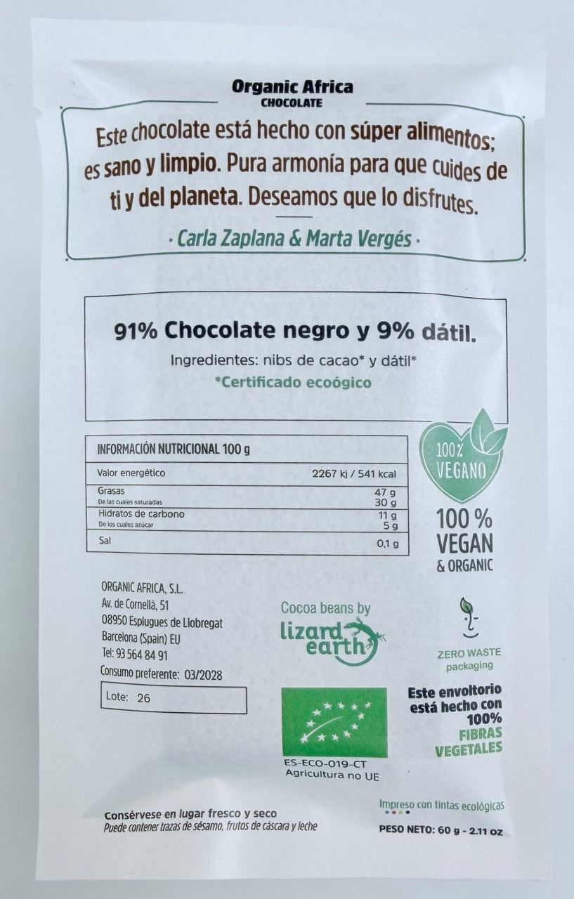 CHOCOLATE NEGRO 91% Y DATIL