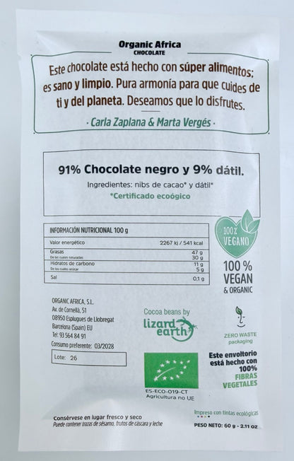 CHOCOLATE NEGRO 91% Y DATIL